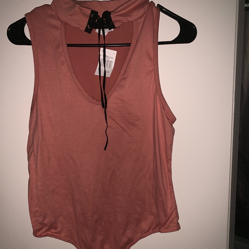 Mauve pink cutout bodysuit